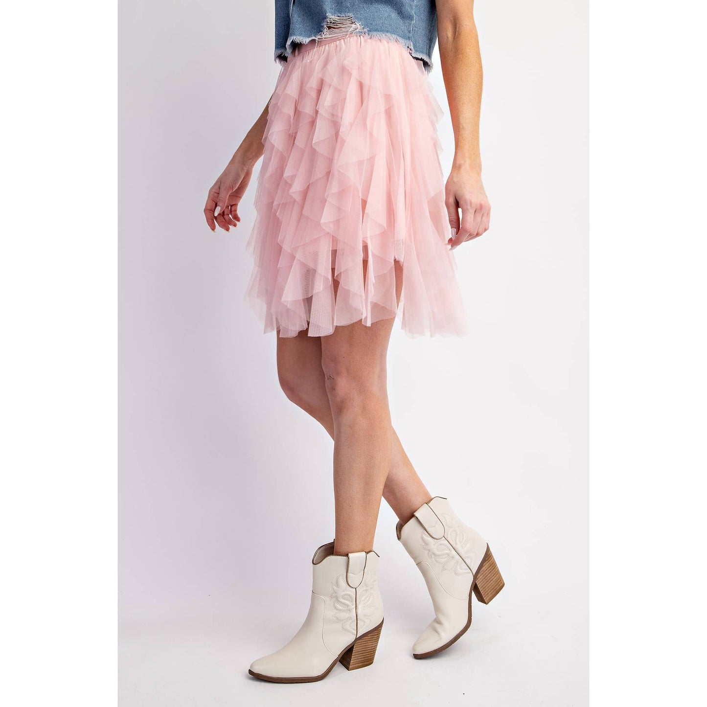 Tulle Mesh Layered Mini Skirt