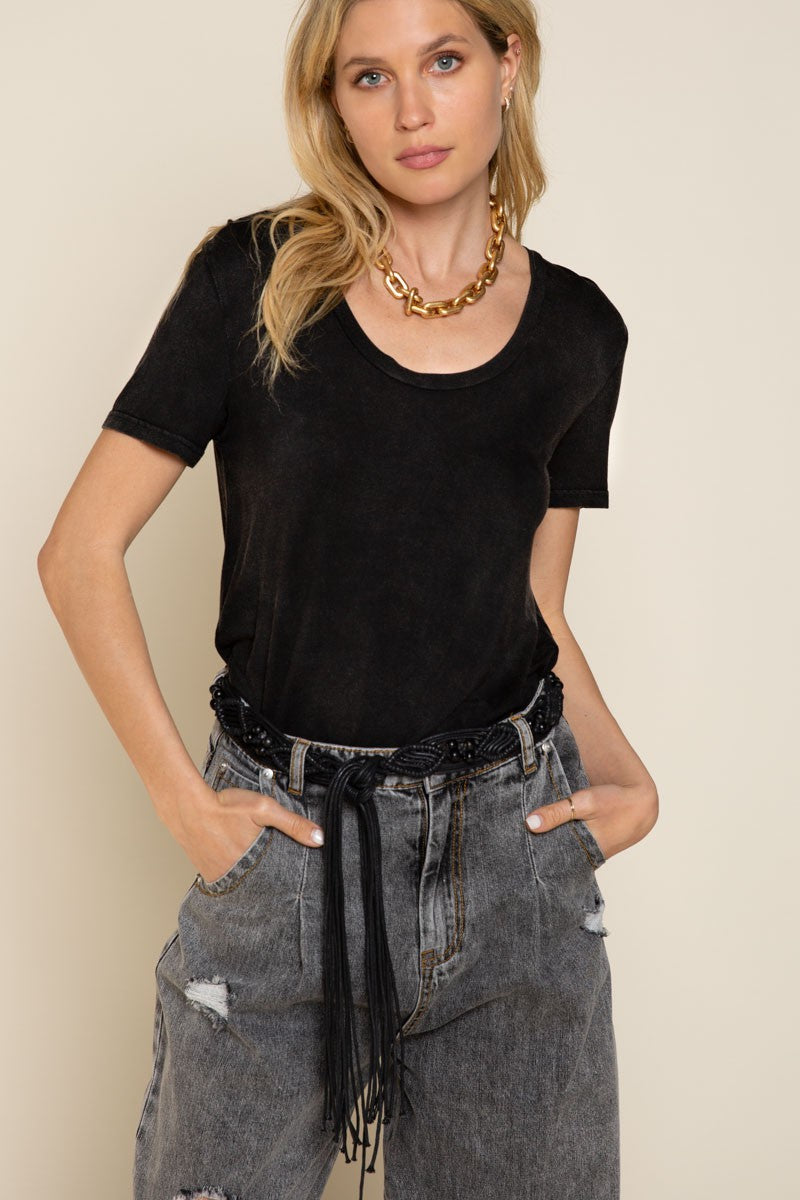 Black Short Sleeve Top