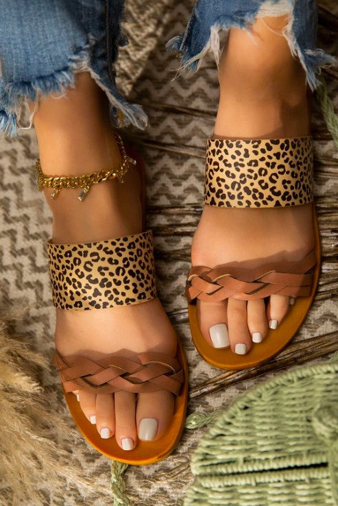 Leopard & Cognac Sandals