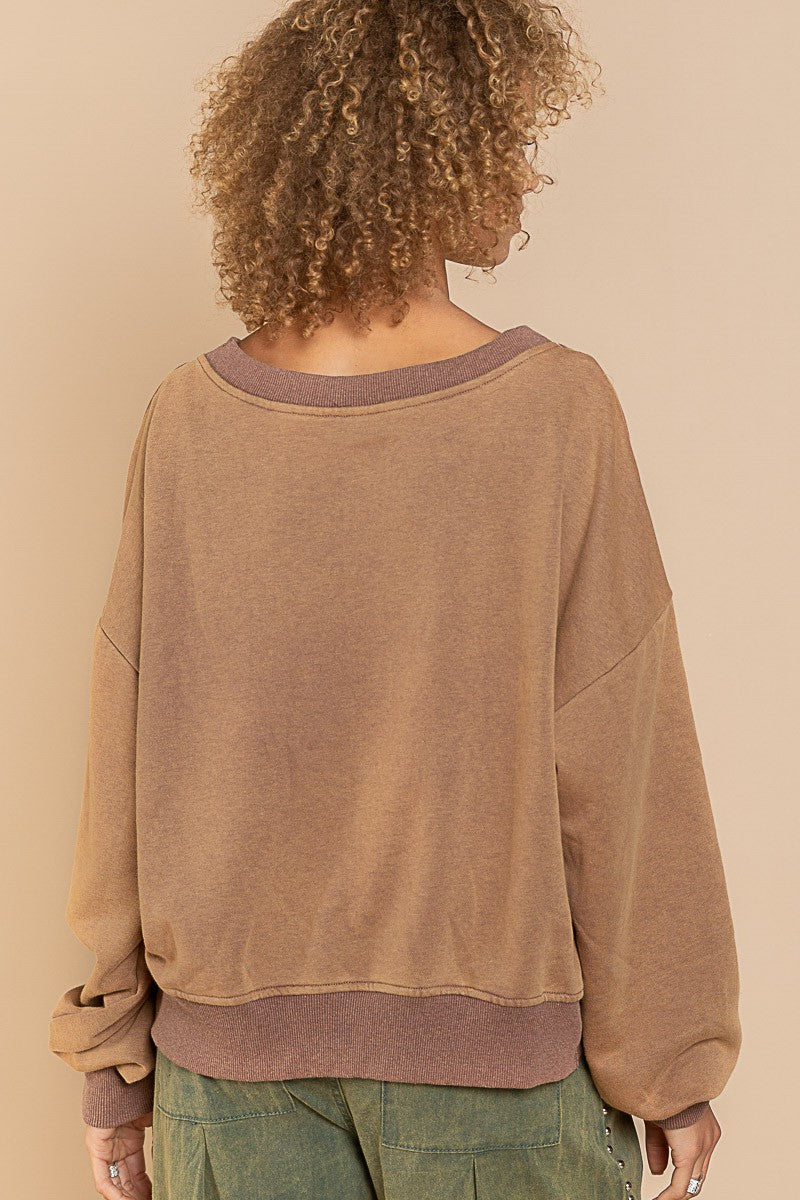 Chocolate Oversized V-Cut Sweatshirt