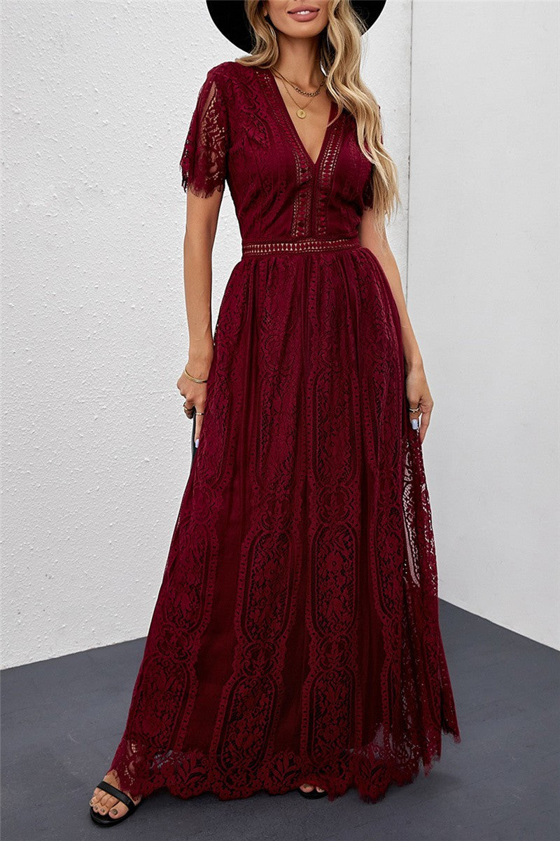 Burgundy Lace Maxi