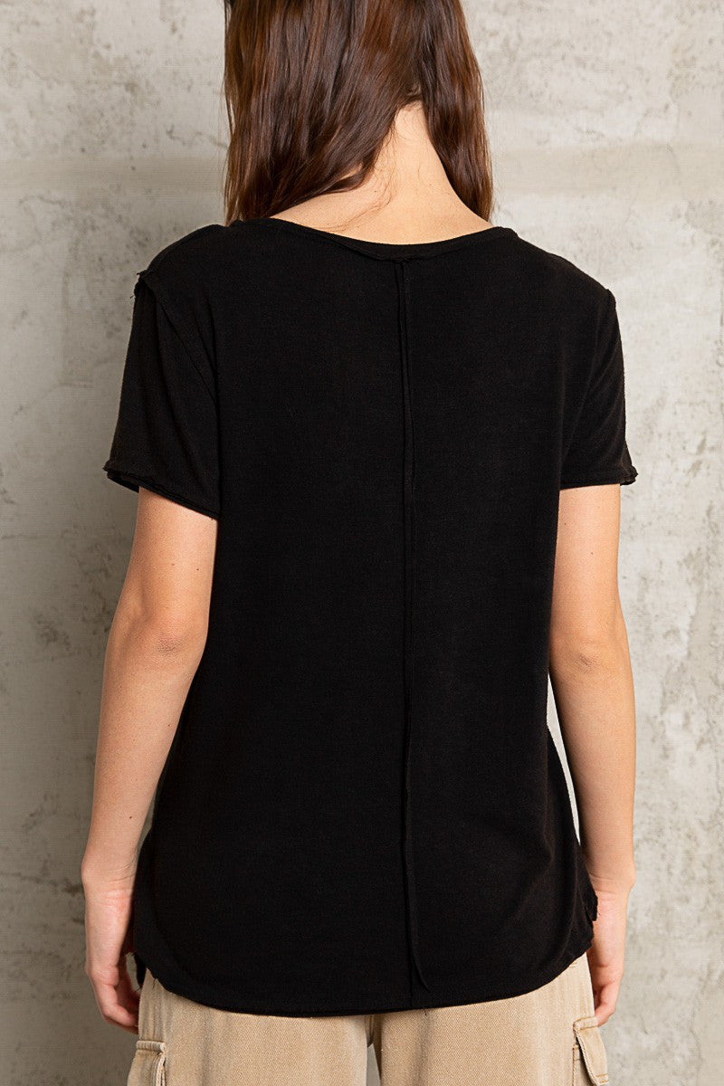 Black Loose Fit V-Neck T-Shirt