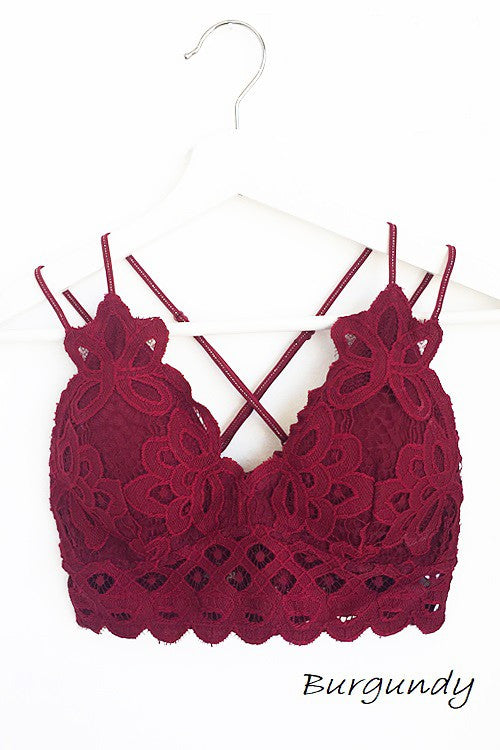Burgundy Crochet Lace Bralette