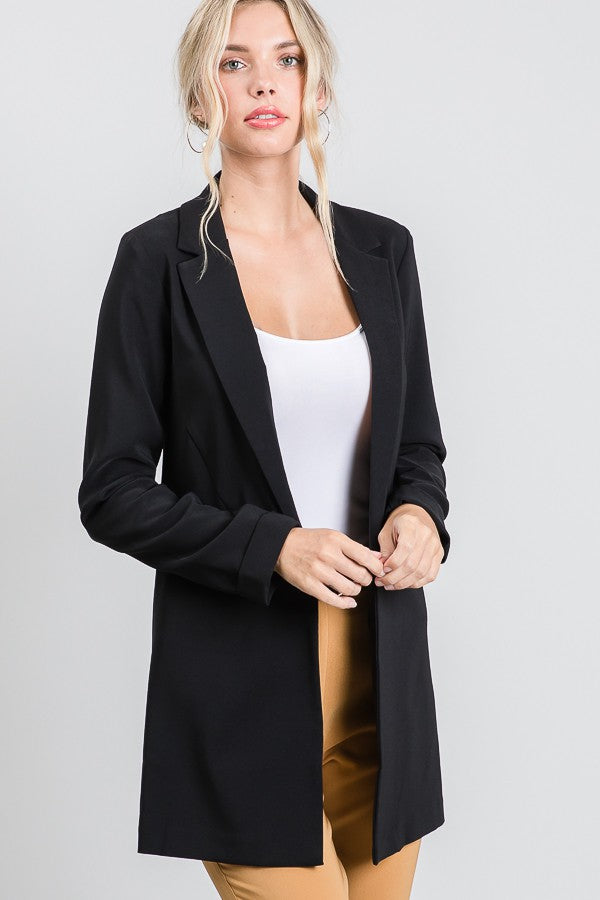 Black Buttonless Long Blazer