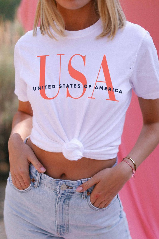 White USA Tee