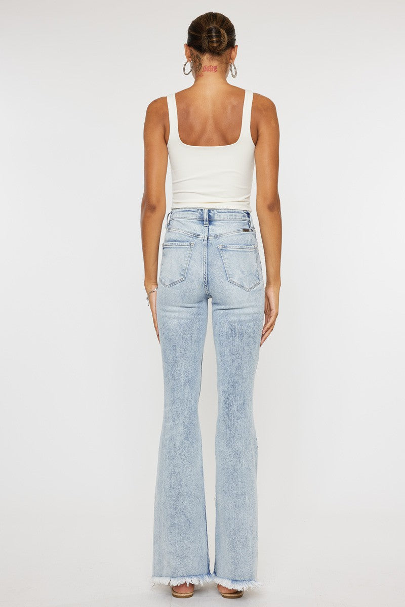 Acid Wash High Rise Flare Jeans