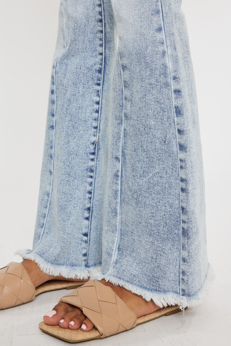 Acid Wash High Rise Flare Jeans