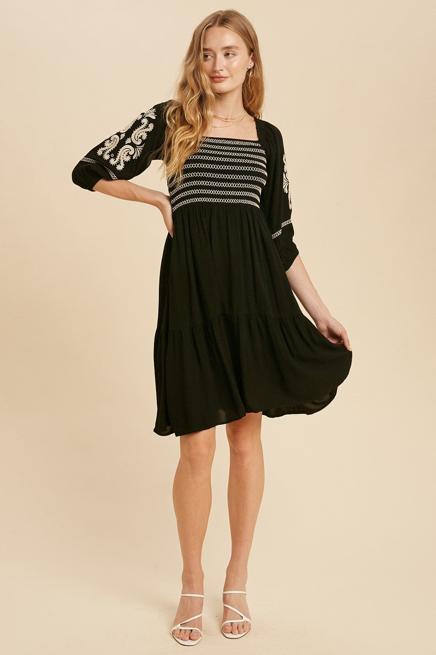 Black Peasant Dress