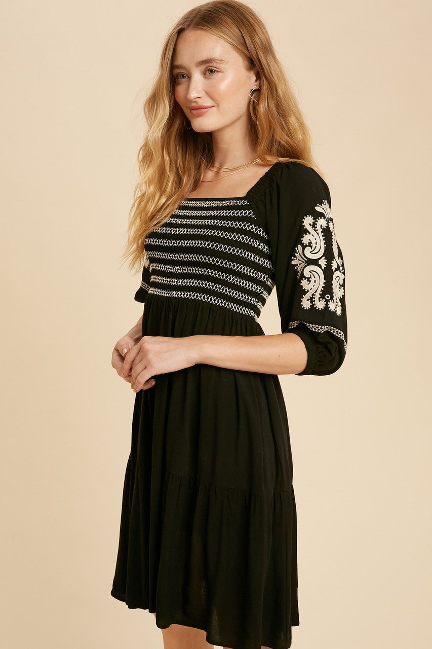 Topshop black embroidered clearance dress