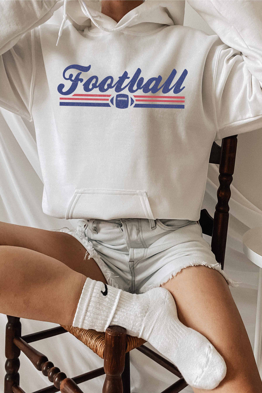 White Football Graphic Hoodie