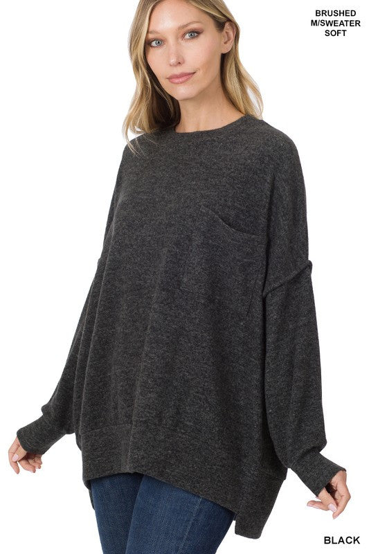 Black Oversized Drop Shoulder Sweater