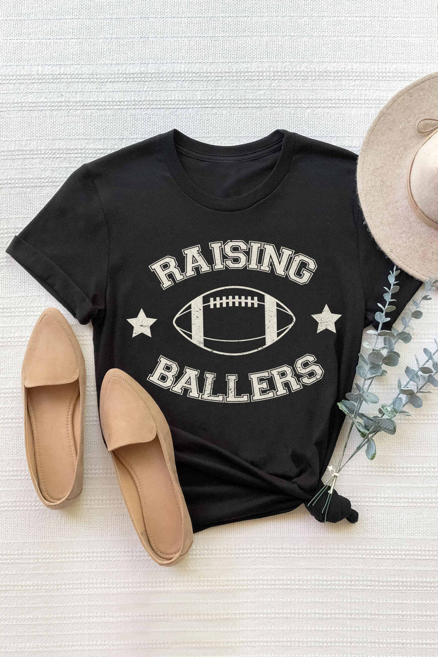 Black Football Raising Ballers Graphic Tee