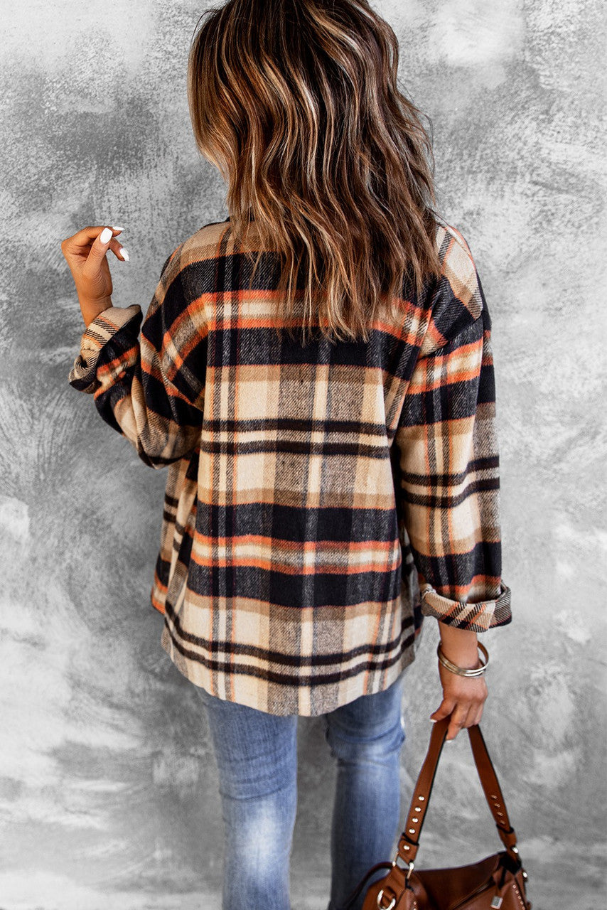 Brown and Orange Plaid Shirt