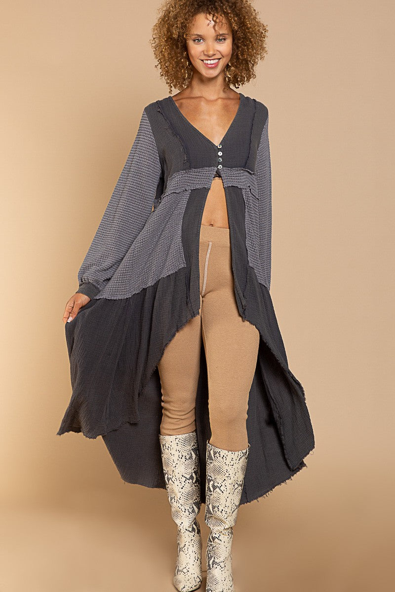 Charcoal Open Cardigan Dress