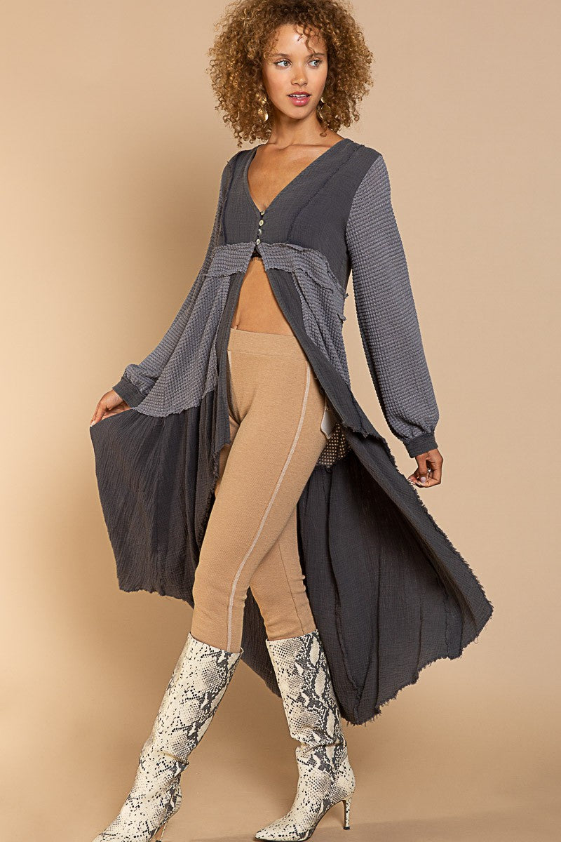Charcoal Open Cardigan Dress