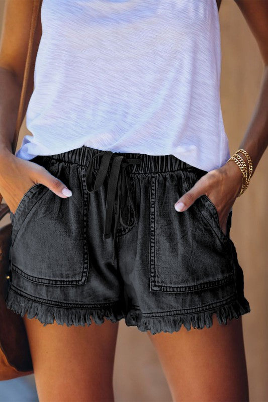 Black Frayed Shorts w/ Pockets
