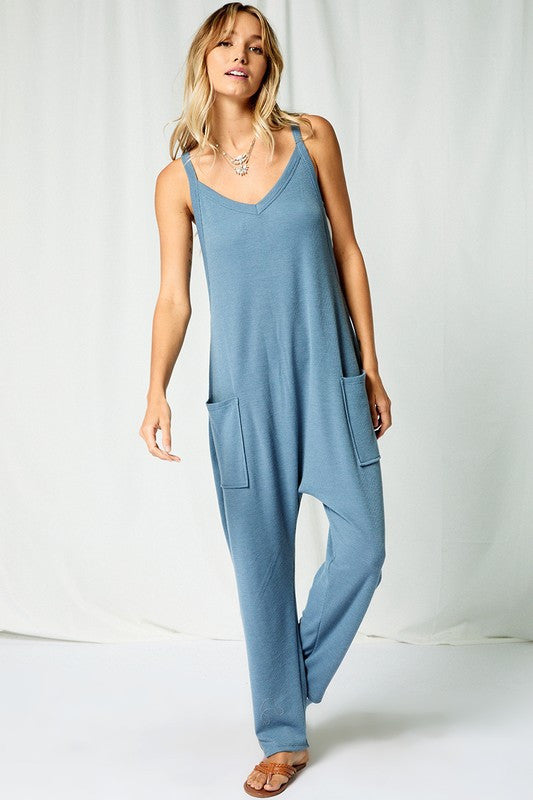 Denim Relaxed Knitted Jumpsuit
