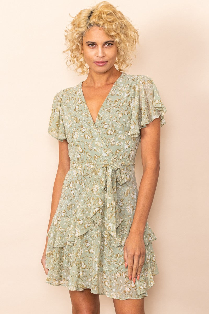 Sage Pixie Floral Print Dress