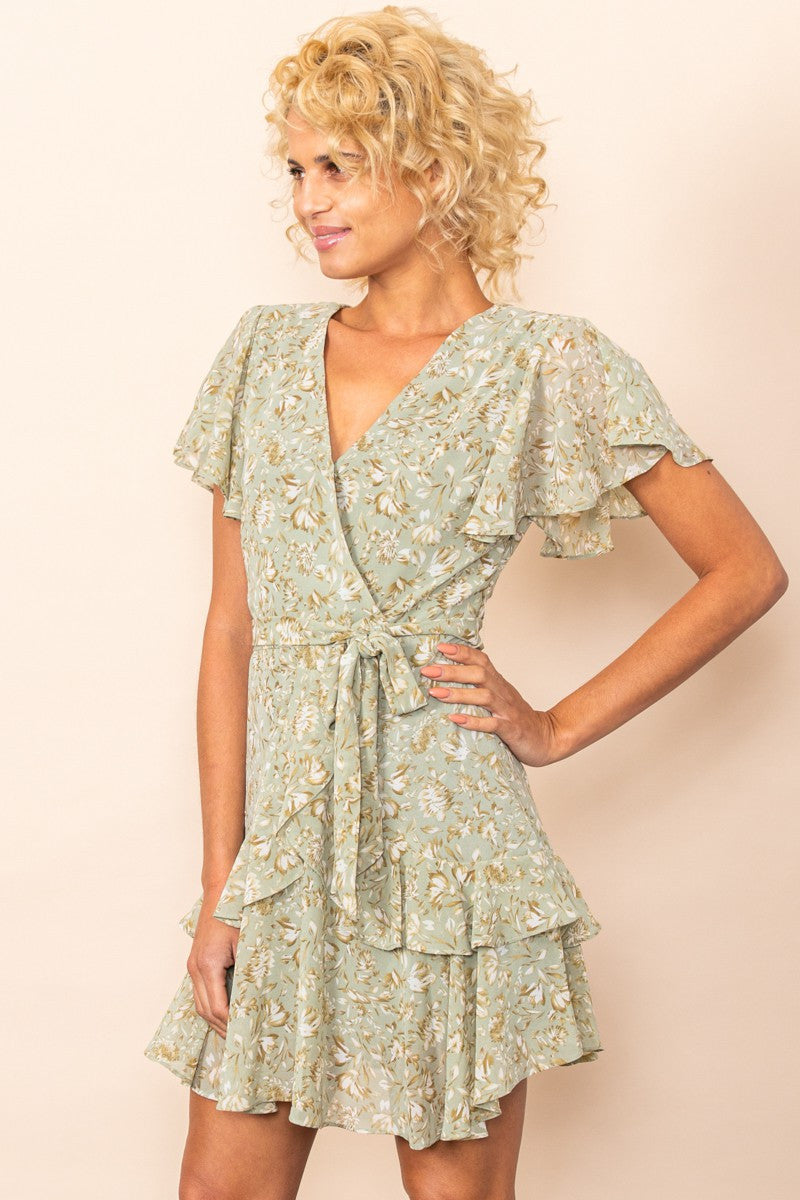 Sage Pixie Floral Print Dress