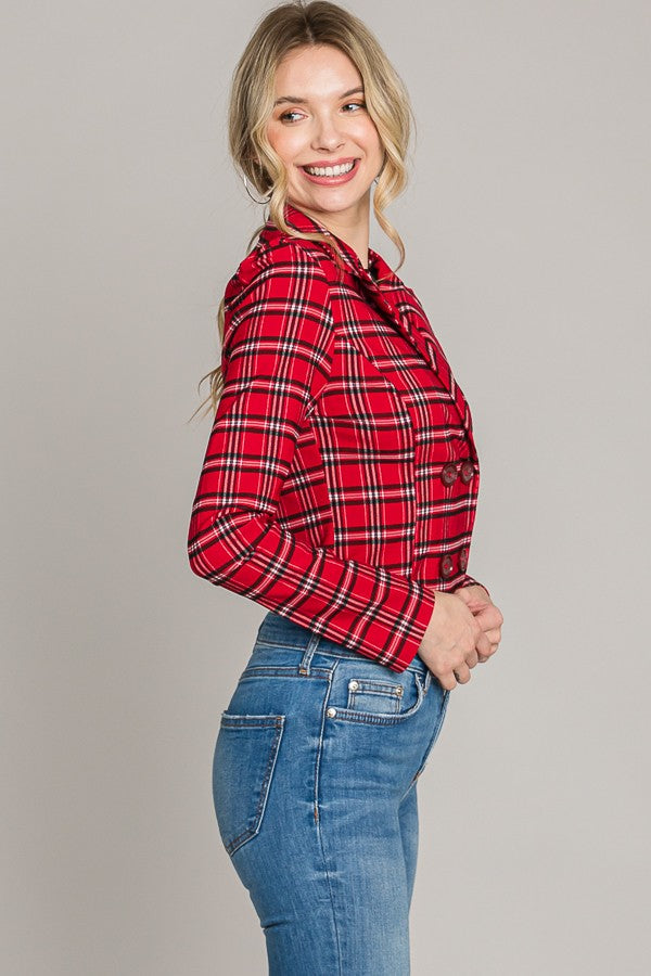 Red and Black Double Breasted Blazer