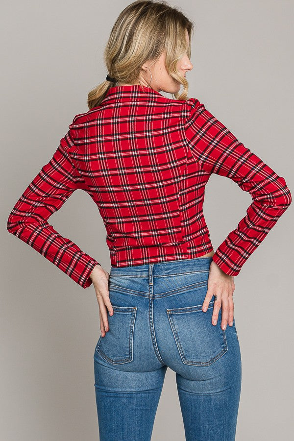 Red and Black Double Breasted Blazer