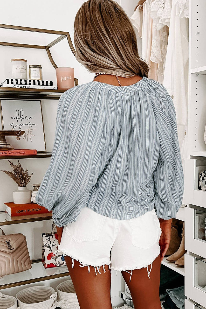 Blue Striped Long Sleeve Top