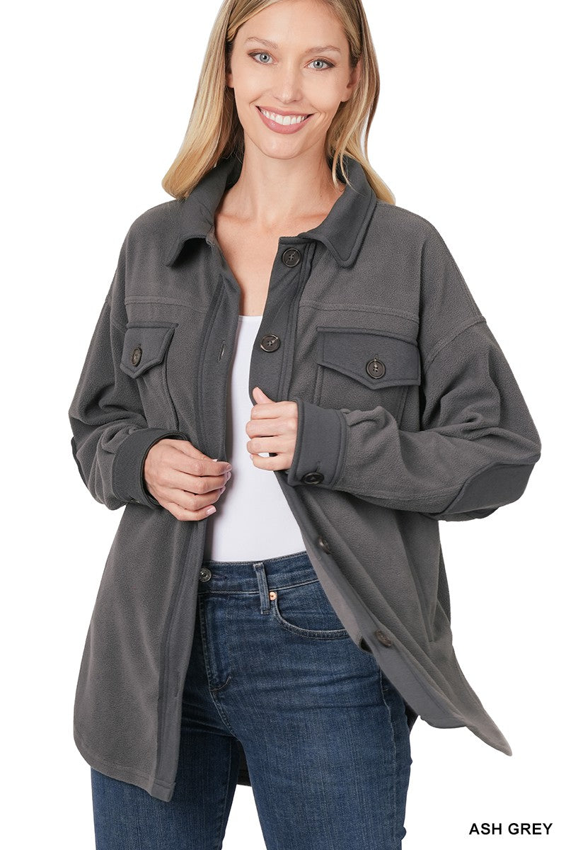 Ash Grey Oversized Fleece Shacket