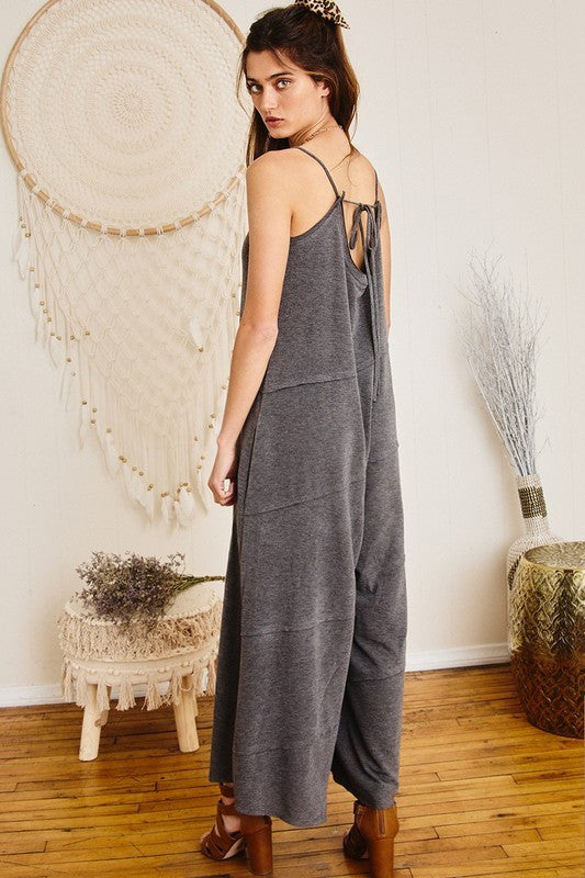 Charcoal Raw Edge Jumpsuit