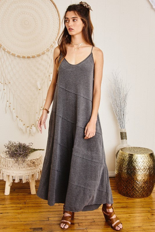 Charcoal Raw Edge Jumpsuit