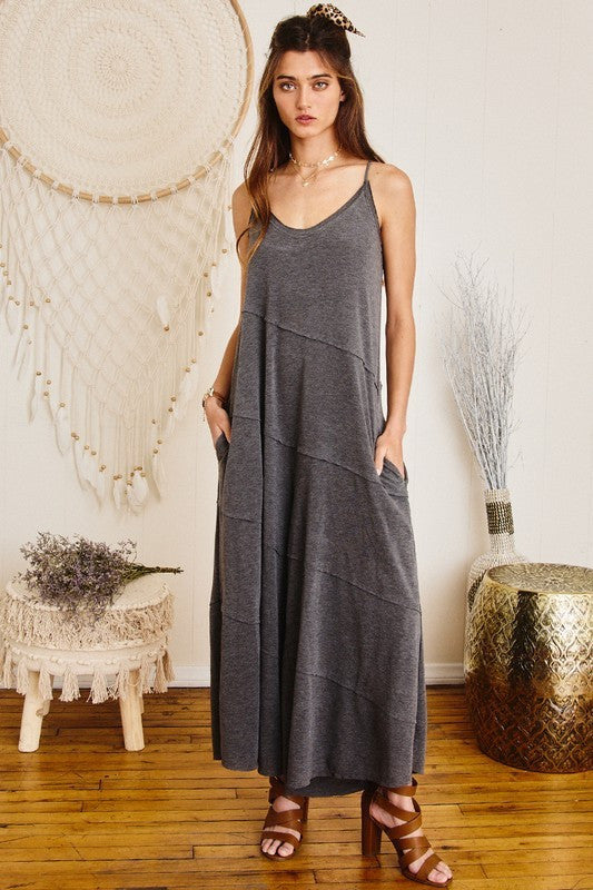 Charcoal Raw Edge Jumpsuit