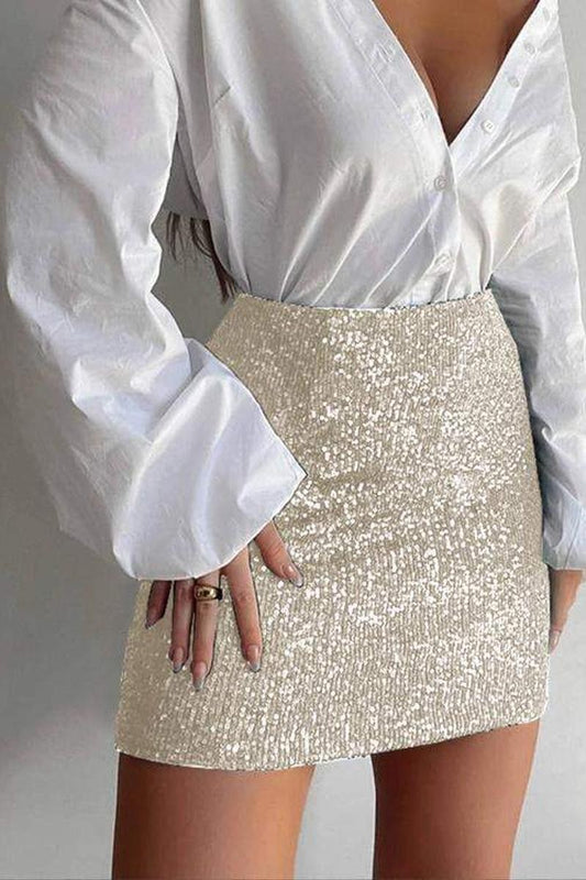 Champagne Sequin Mini Skirt
