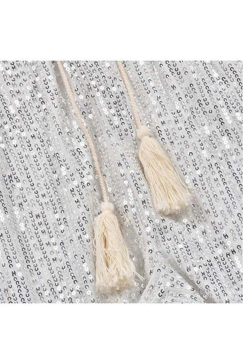 Silver Sequin Shorts w/ Elastic Waist