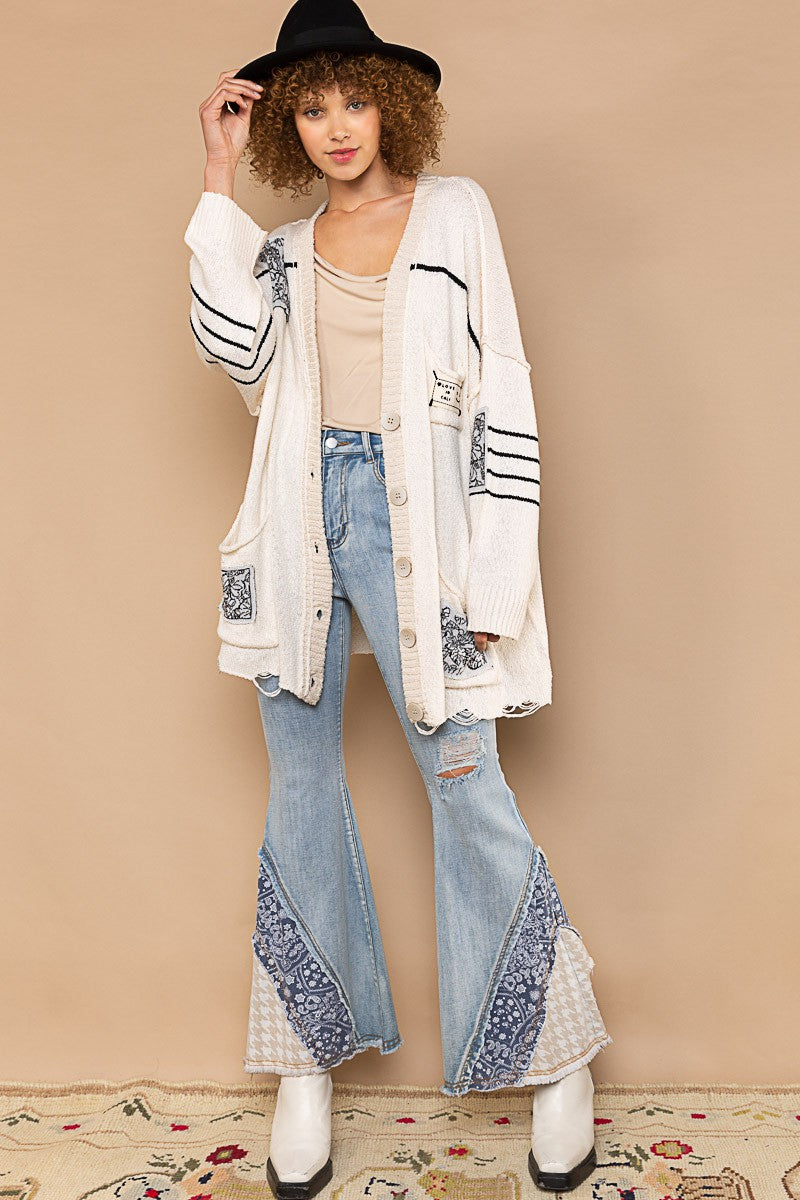 Ivory Embroidered Cardigan