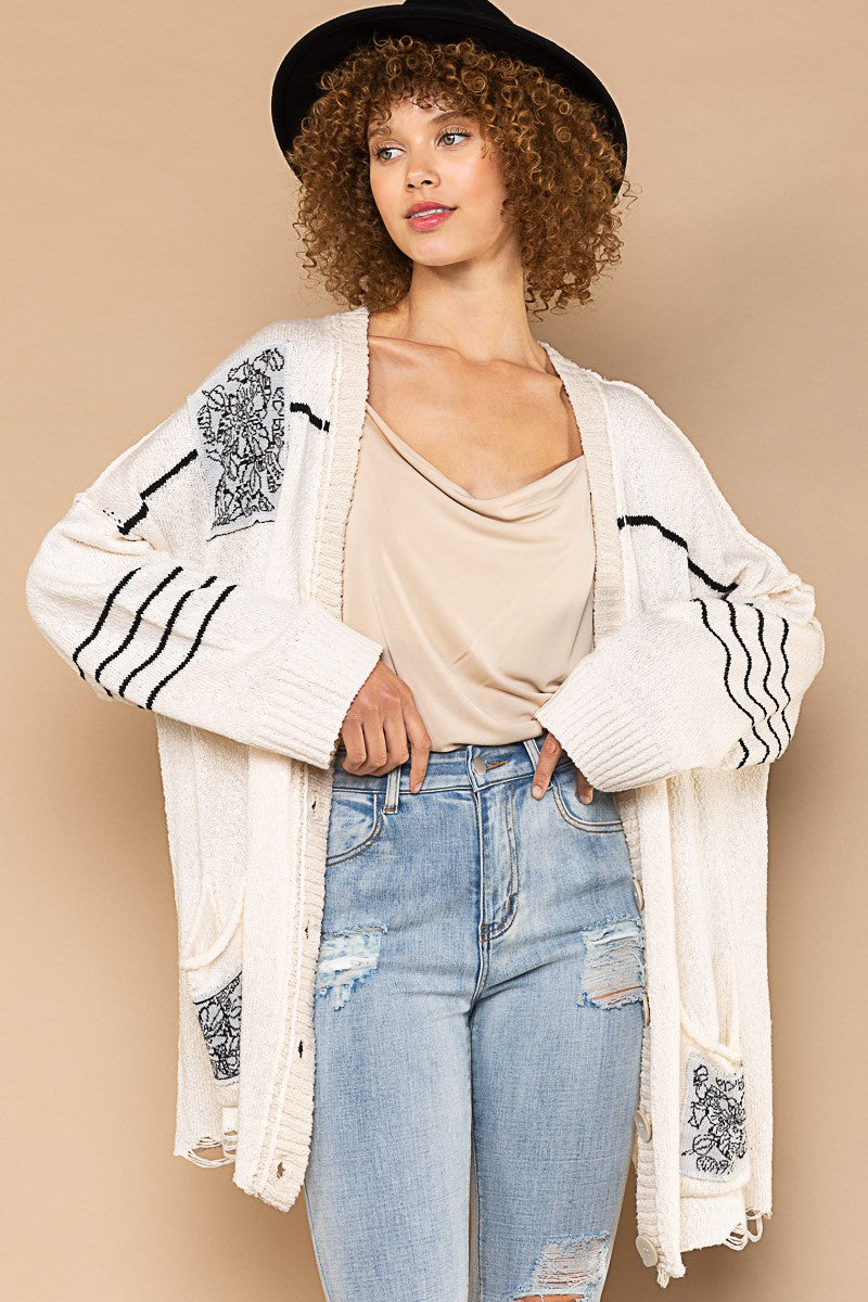 Ivory Embroidered Cardigan