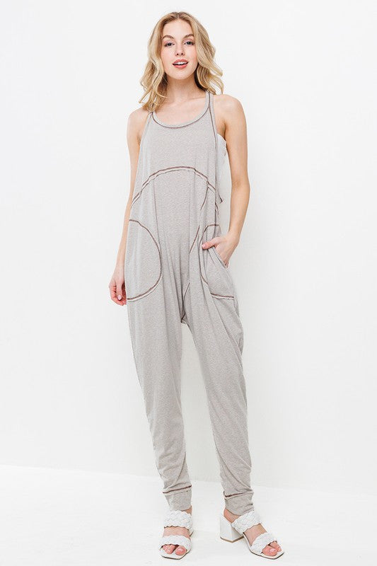 Taupe Sleeveless Harem Jumpsuit