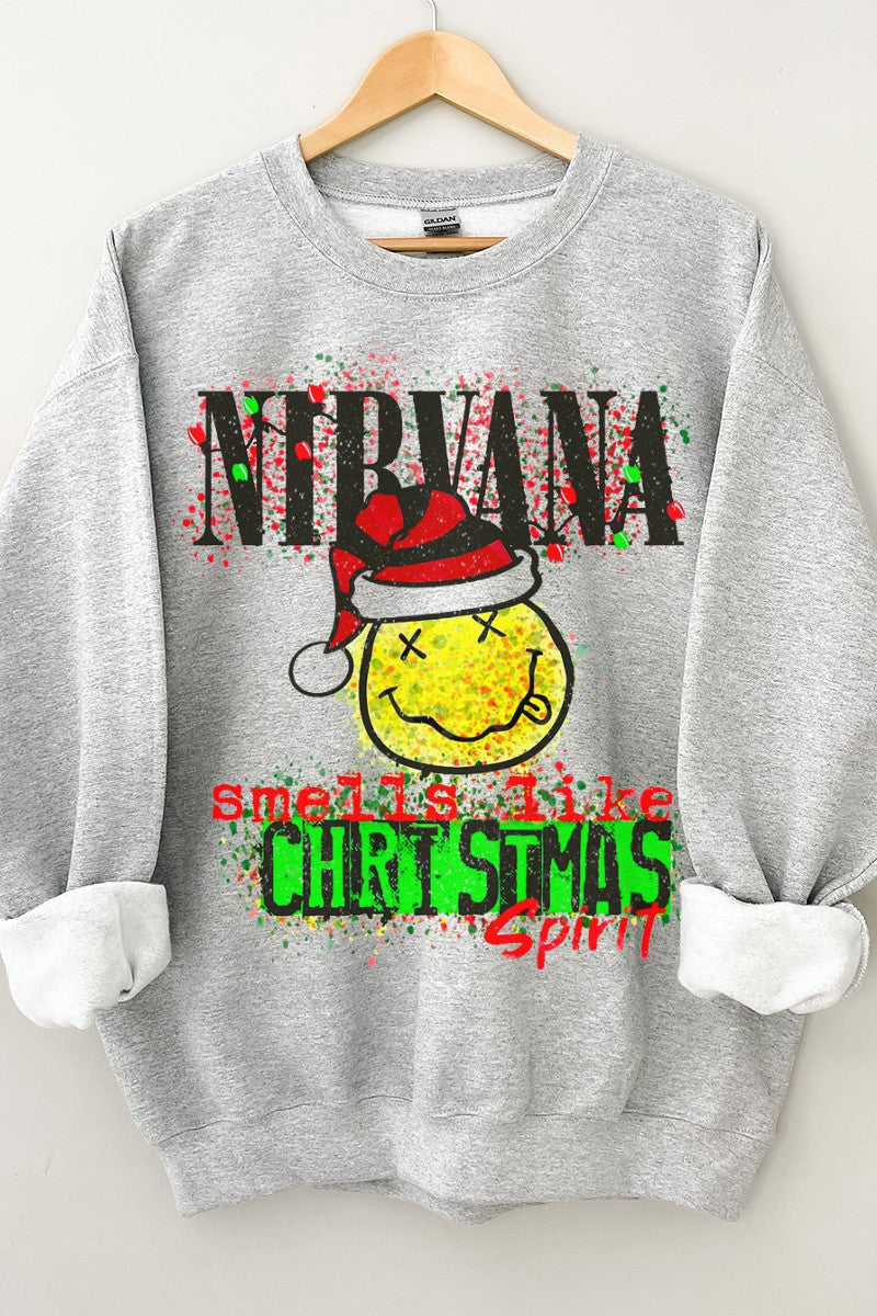 Heather Grey Nirvana Christmas Graphic Crewneck