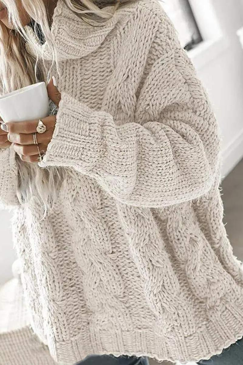 Beige Cable Knit Sweater