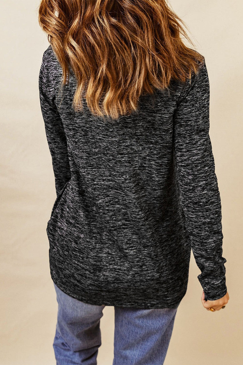 Black Cowl Neck Drawstring Sweatshirt