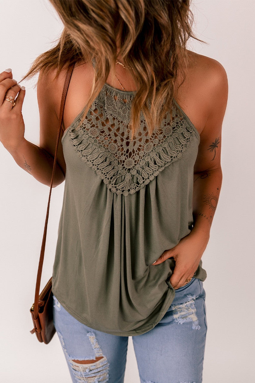 Green Crochet Detail Tank