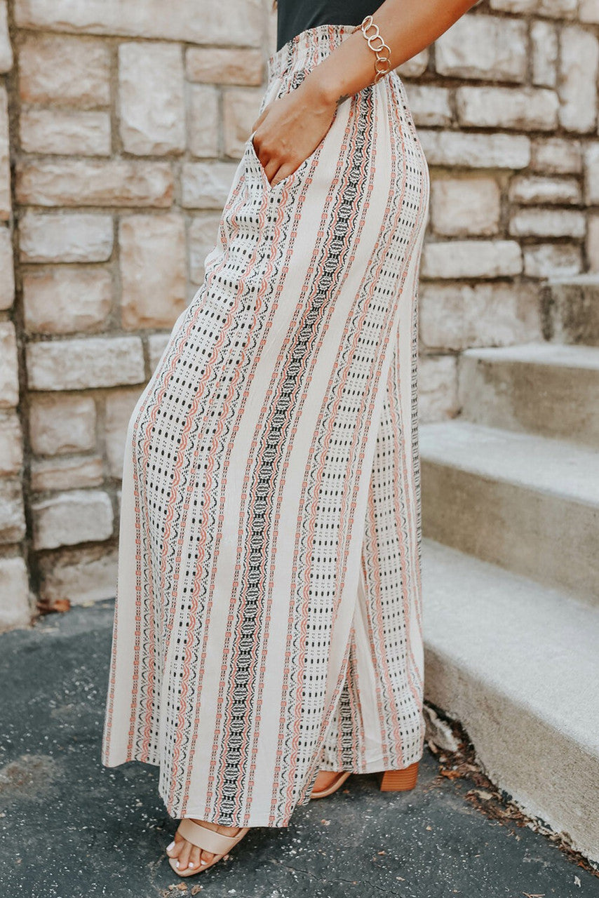 Geometric Pattern Wide Leg Pants