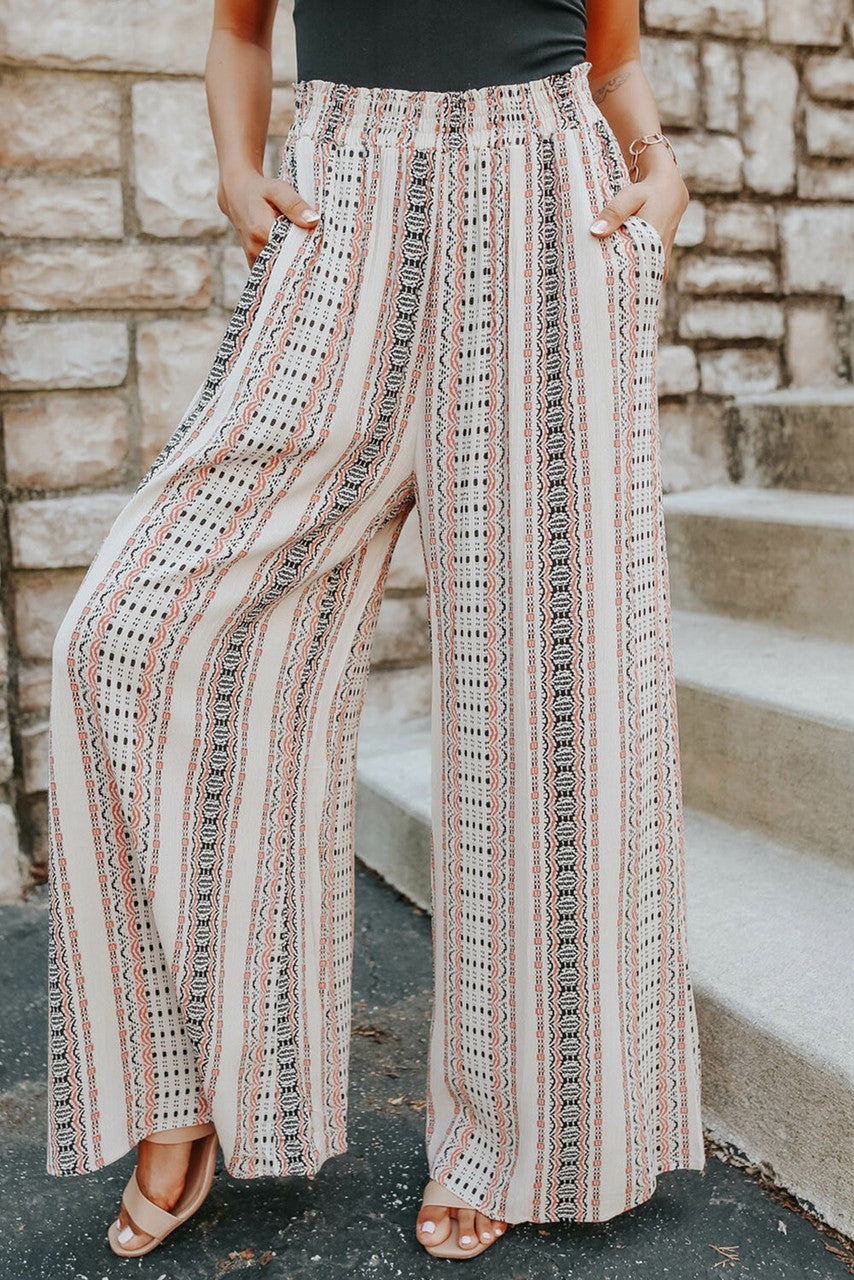 Geometric Pattern Wide Leg Pants