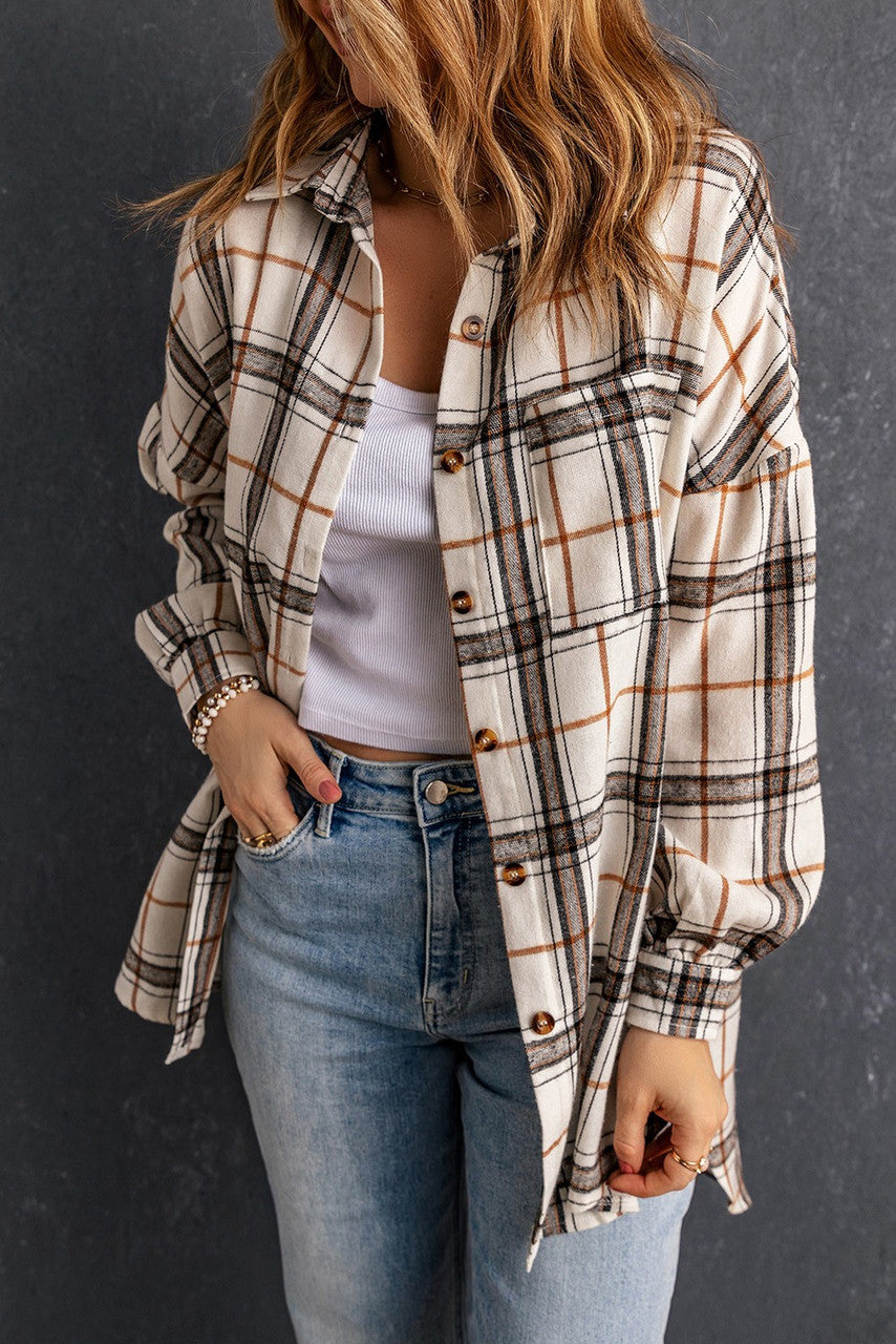 White Oversized Plaid Shacket