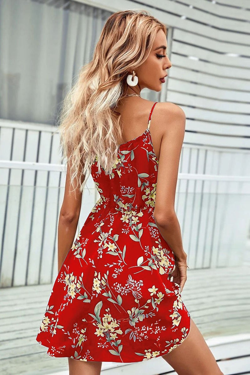 Red Floral Print Dress