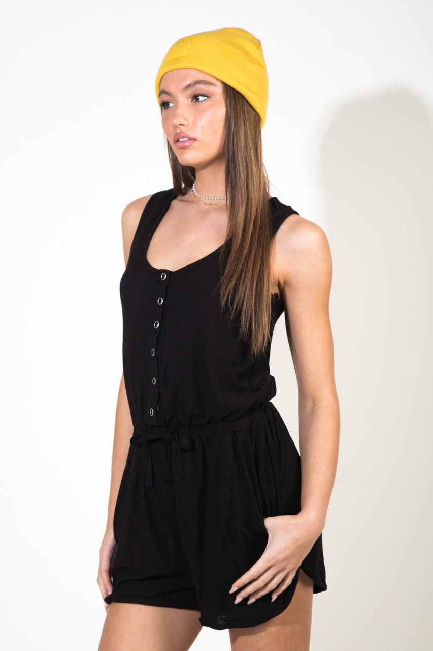 Black Button Down Romper