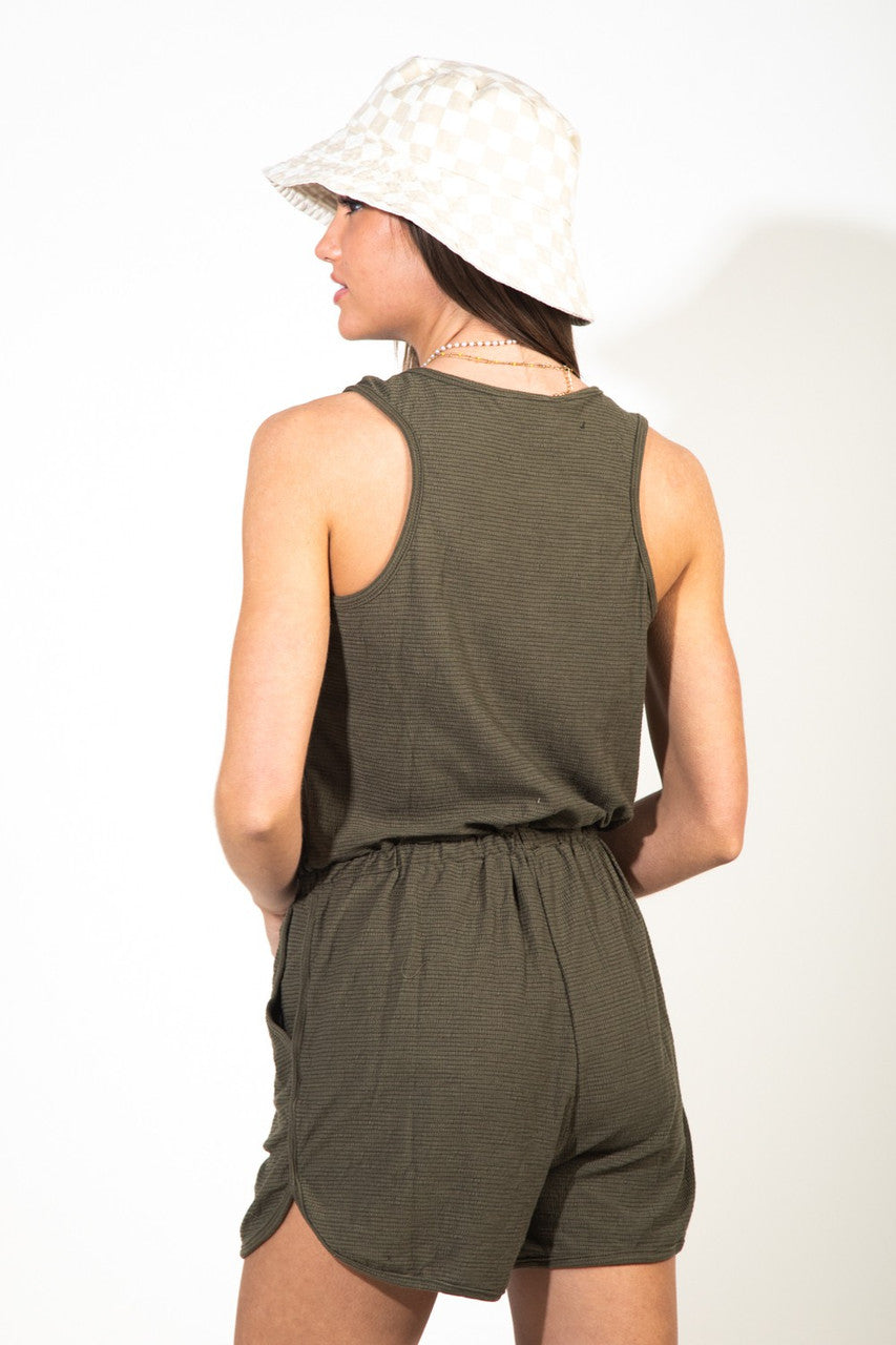 Olive Button Down Romper