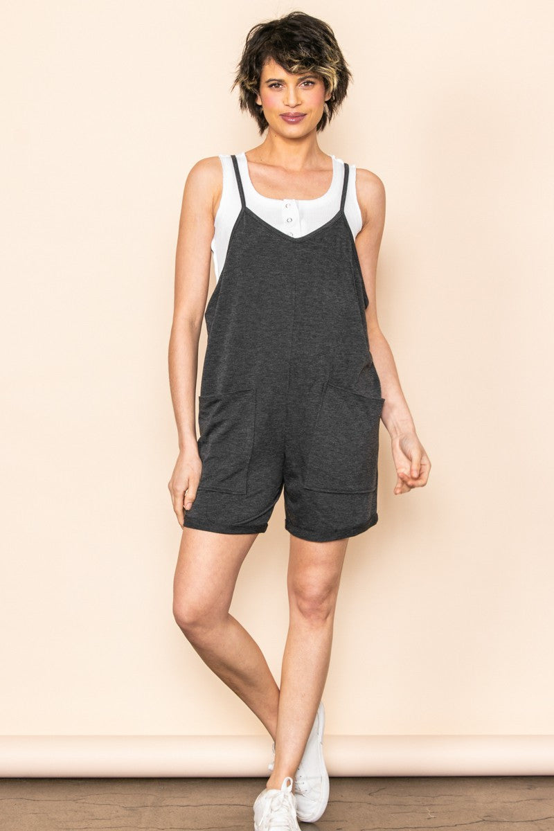 Charcoal Terry Romper