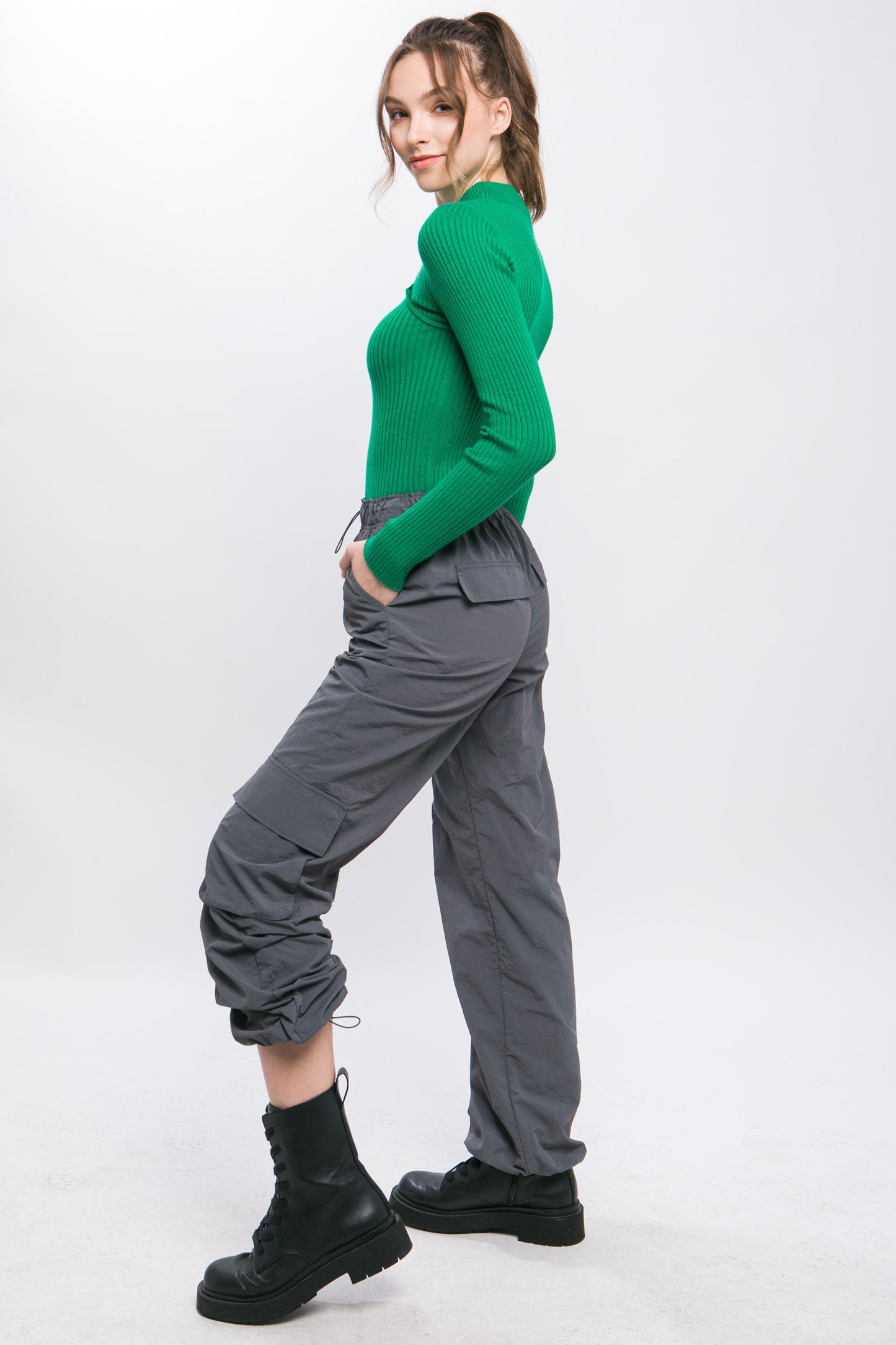 Charcoal Cargo Pants w/ Adjustable Cuff