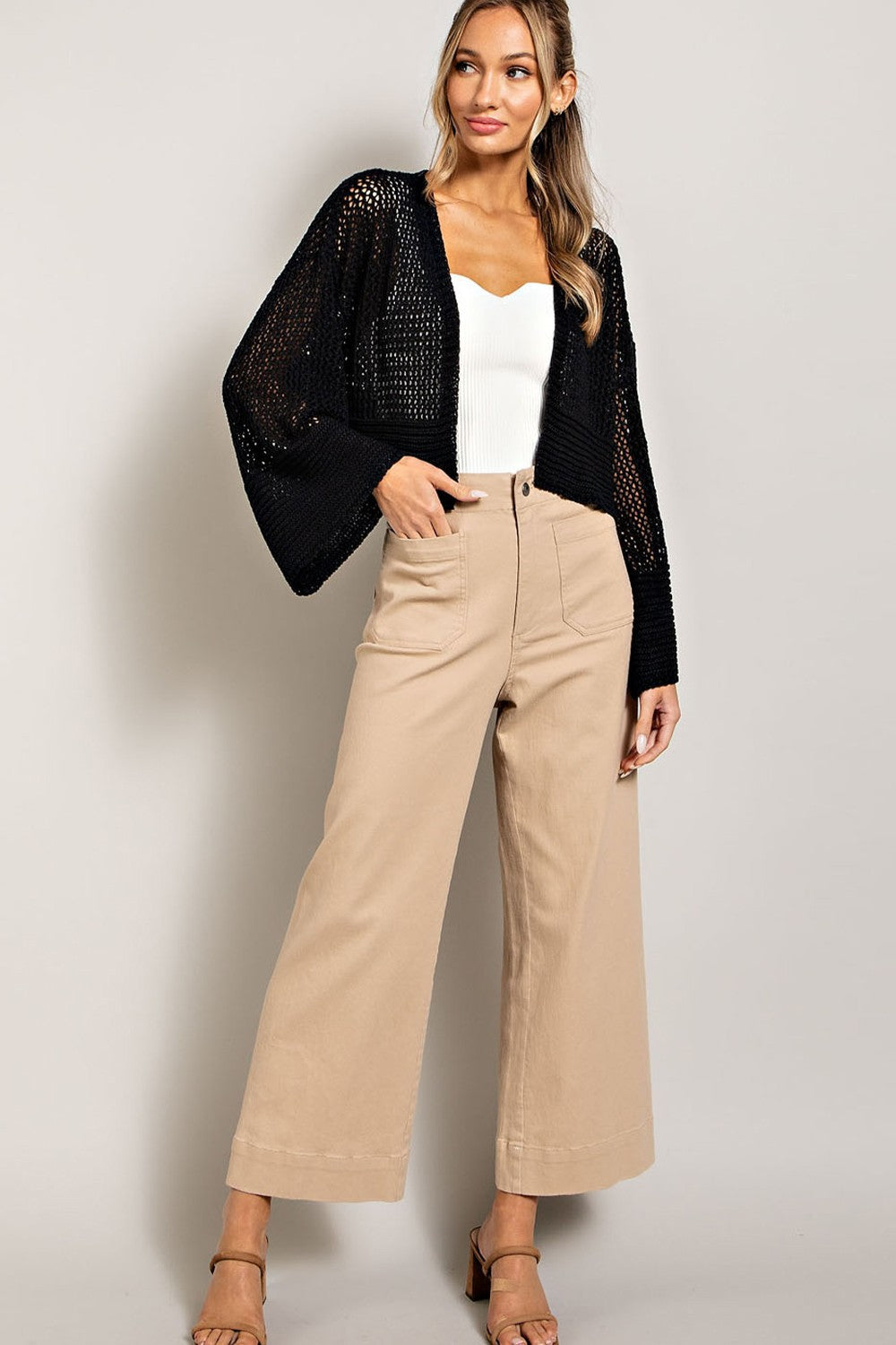 Black Cropped Knit Cardigan