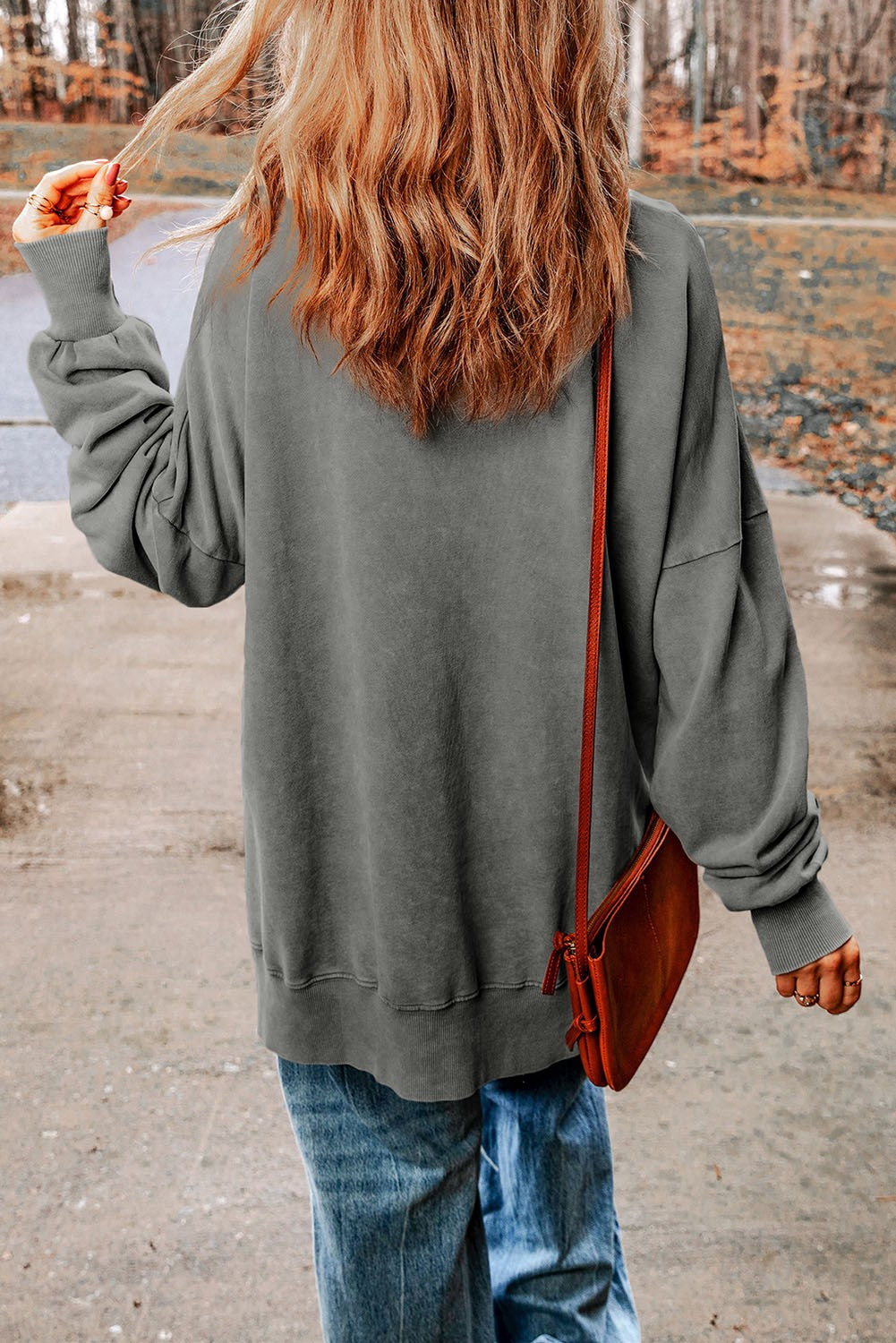 Grey Drop Shoulder Oversized Sweatshirt