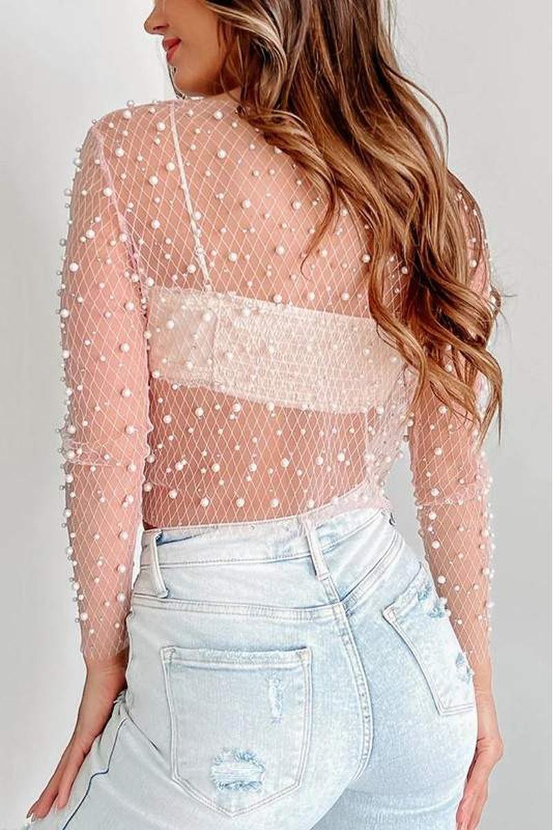 White Pearl Mesh Top